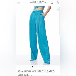 NWT Alice+Olivia Atia High-Waisted Double-Pleated Suit Pants/Trousers-Sold out!